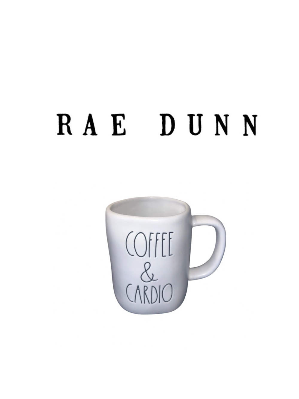 Rae Dunn Coffee & Cardio Ceramic Mug